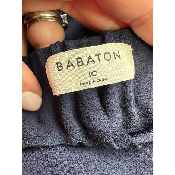 Aritzia Babaton Conan crop striped Pant Size 10 Navy/white - Picture 6 of 7